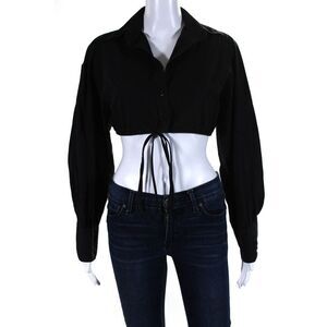 Matthew Bruch Womens Cropped Button Up Black Size 5 14108354